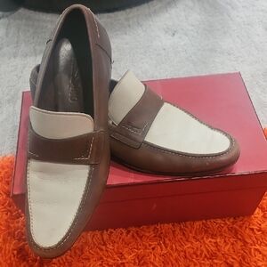Salvatore Ferragamo Two-Tone Brown and Cream Loafers